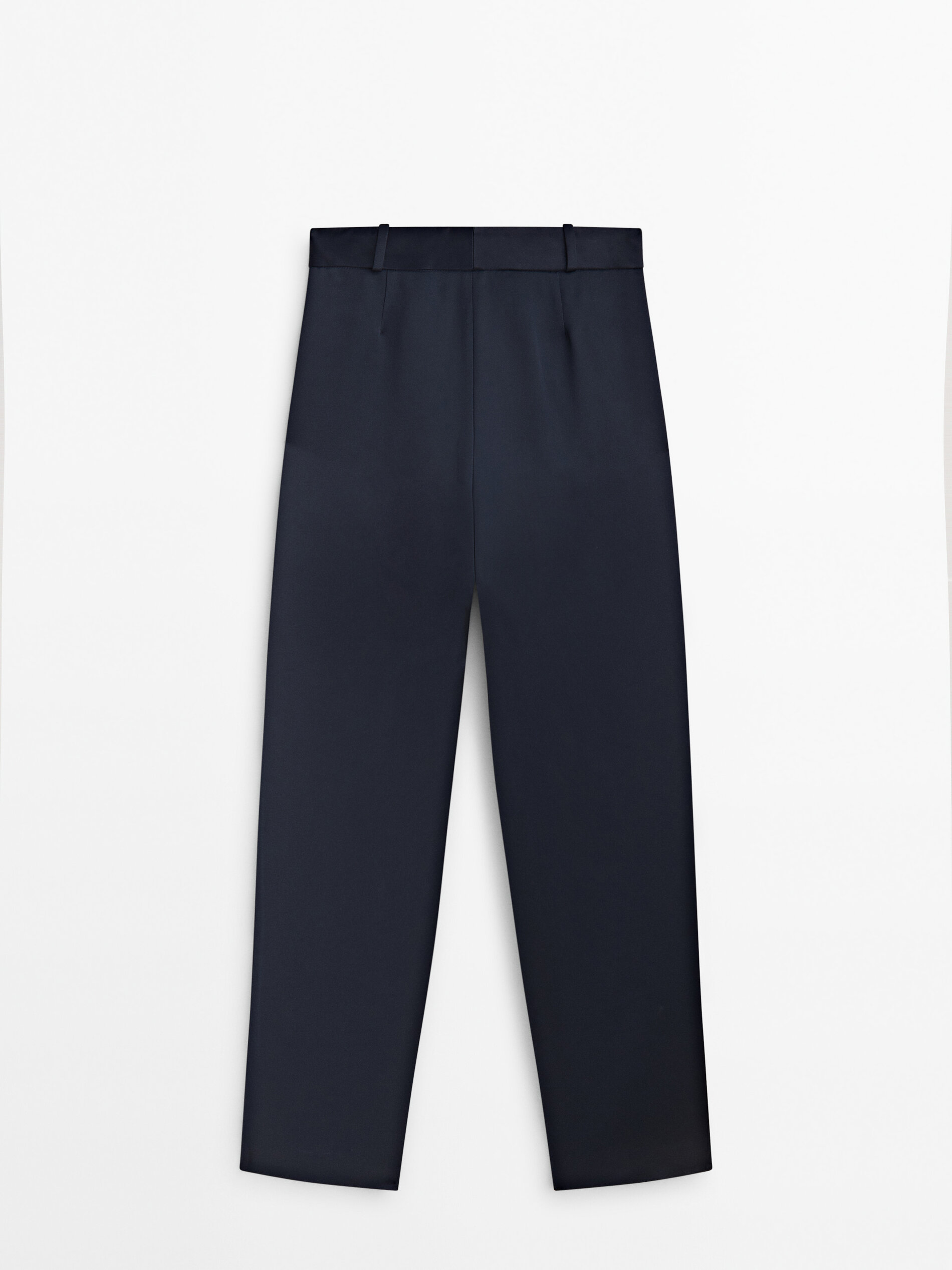 Calça fluida plissada de cetim - Studio - AZUL MARINHO