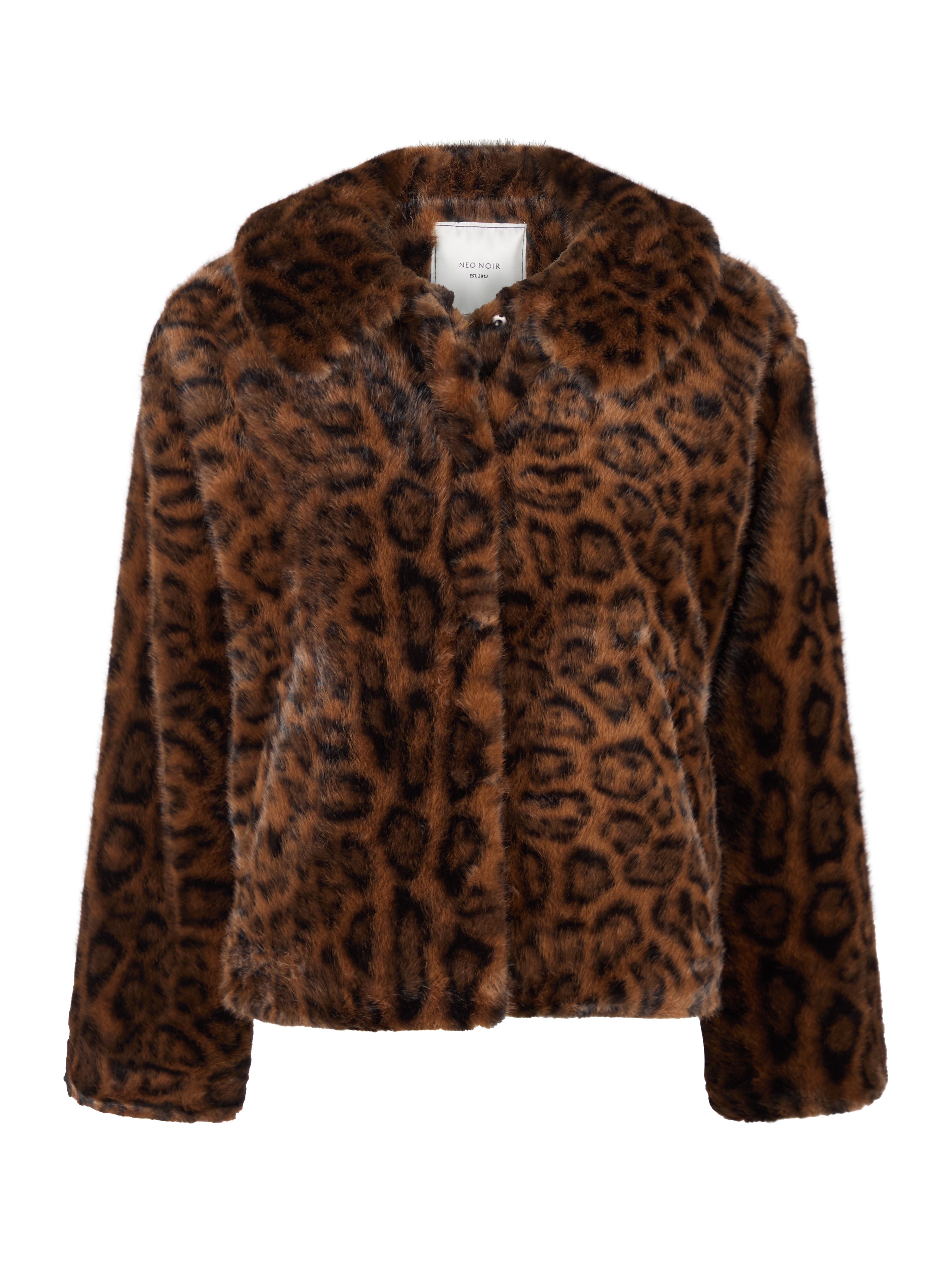 Neo Noir  Melodie Leo Faux Fur jakke - Dark Brown