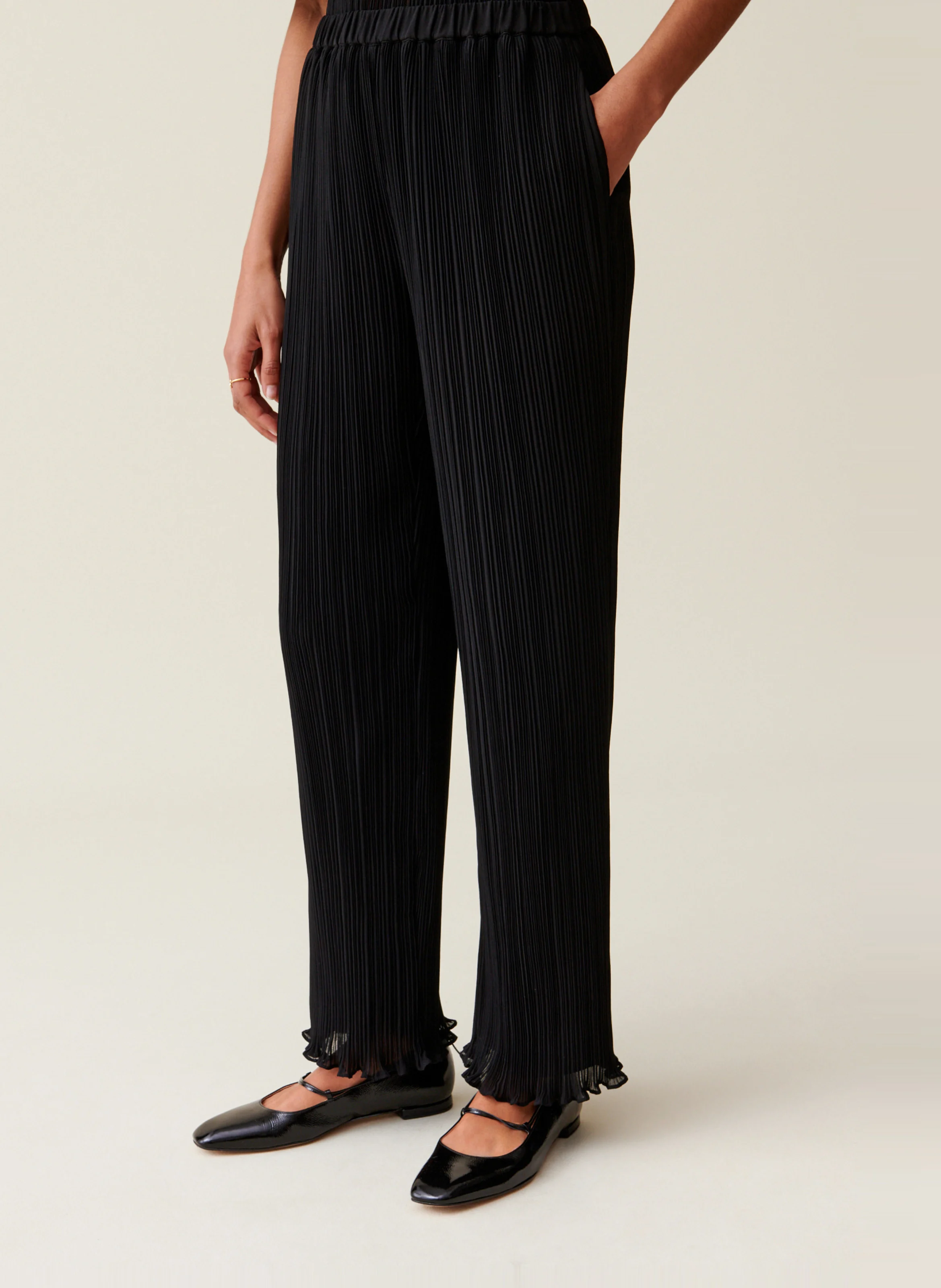 Pantalon large plissé | Noir