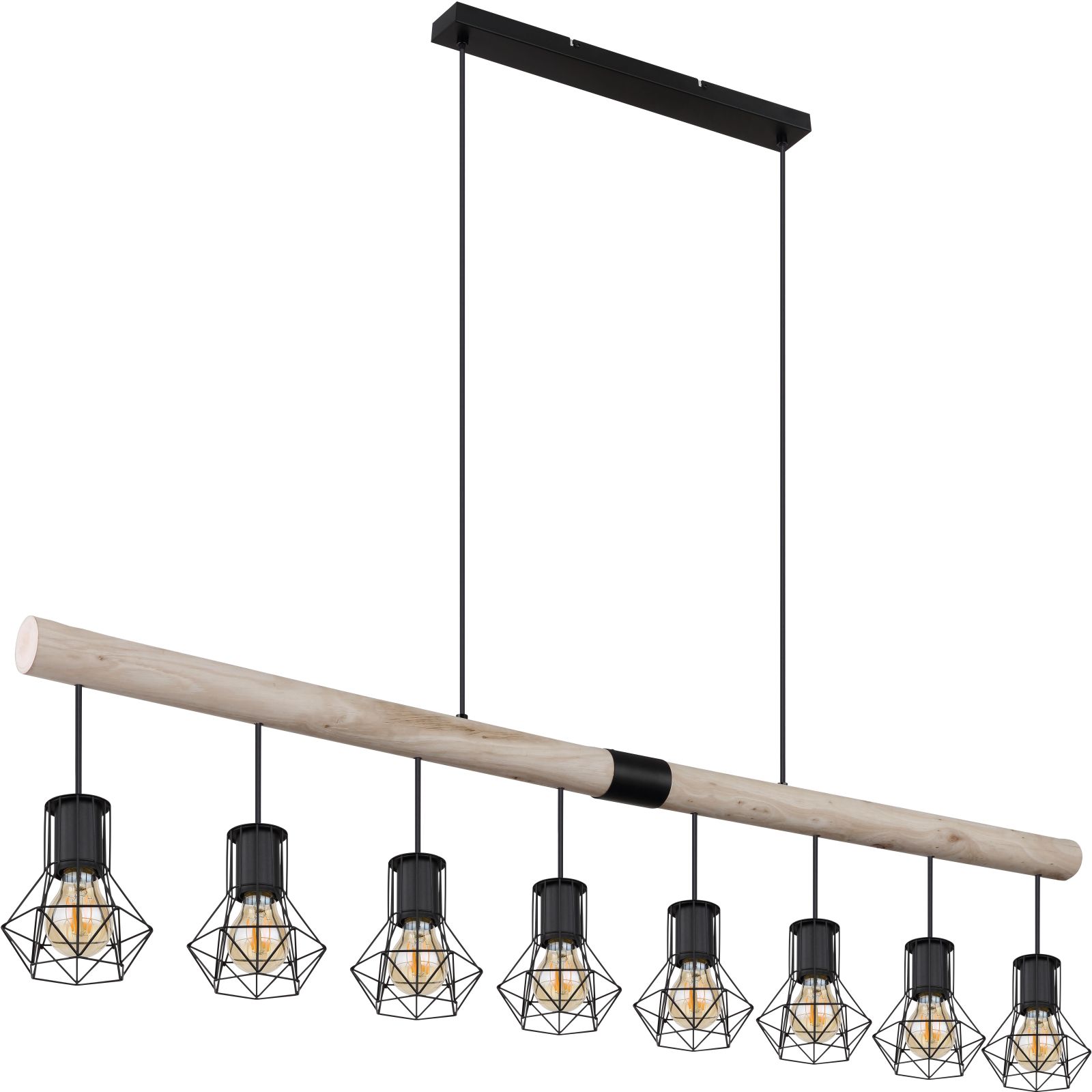 Hängeleuchte - natur-schwarz - 140 cm breit