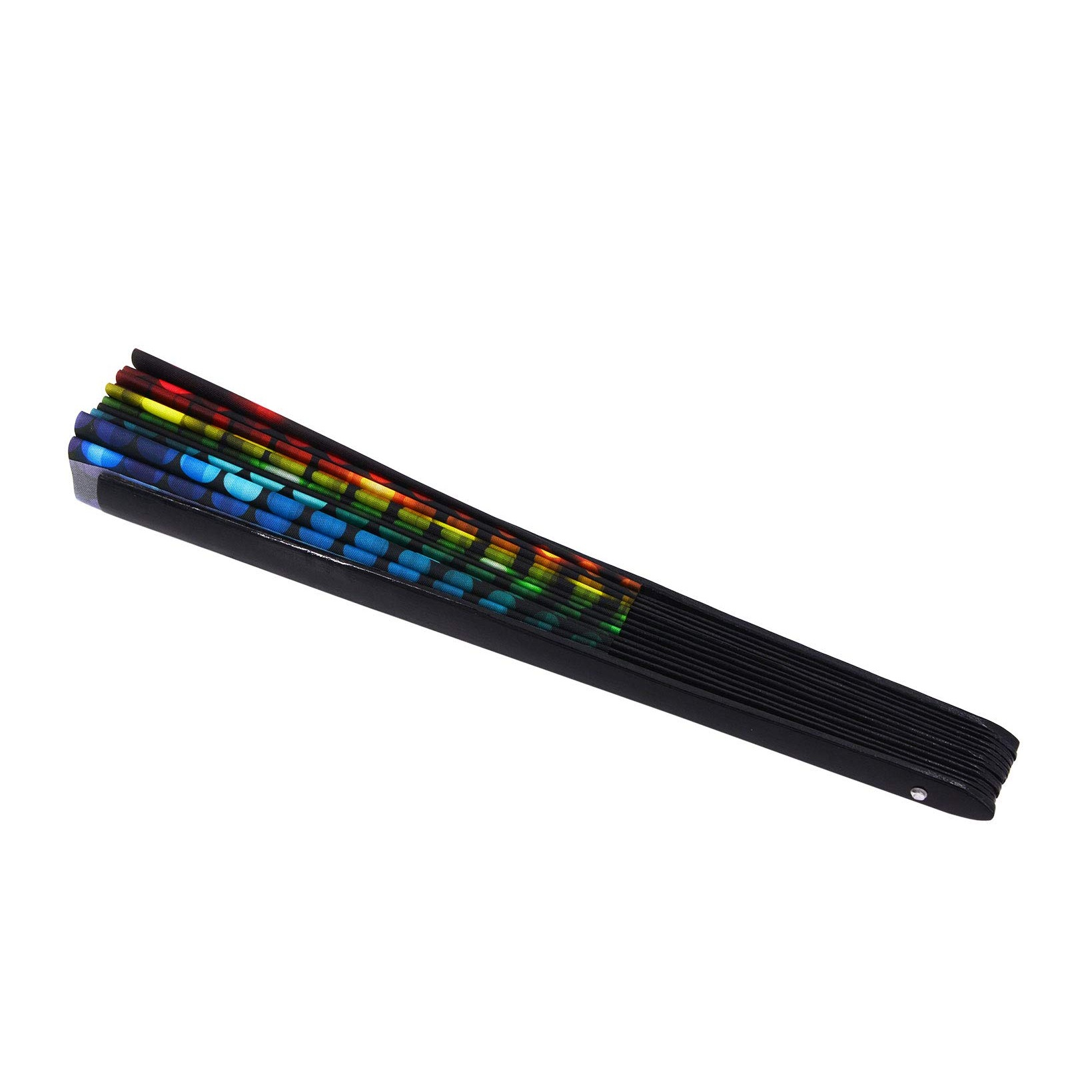 (62cm) Rainbow Fächer Fasnachts Kostüm Zubehör Motto Party Accessoire Festival Handfächer - Bunt / Regenbogen