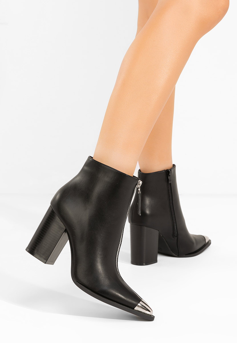 Bottines à gros talon noires Penia