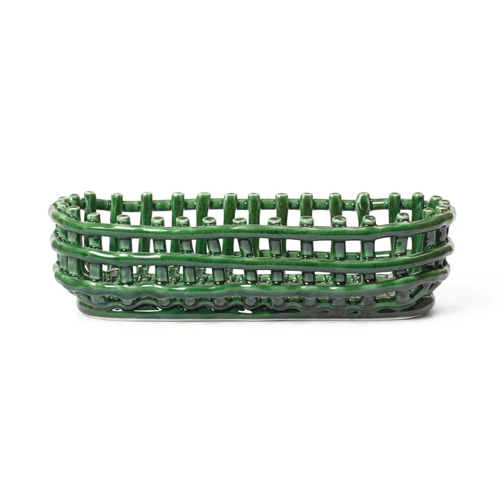 Ferm Living - Keramik Korb oval, emerald green