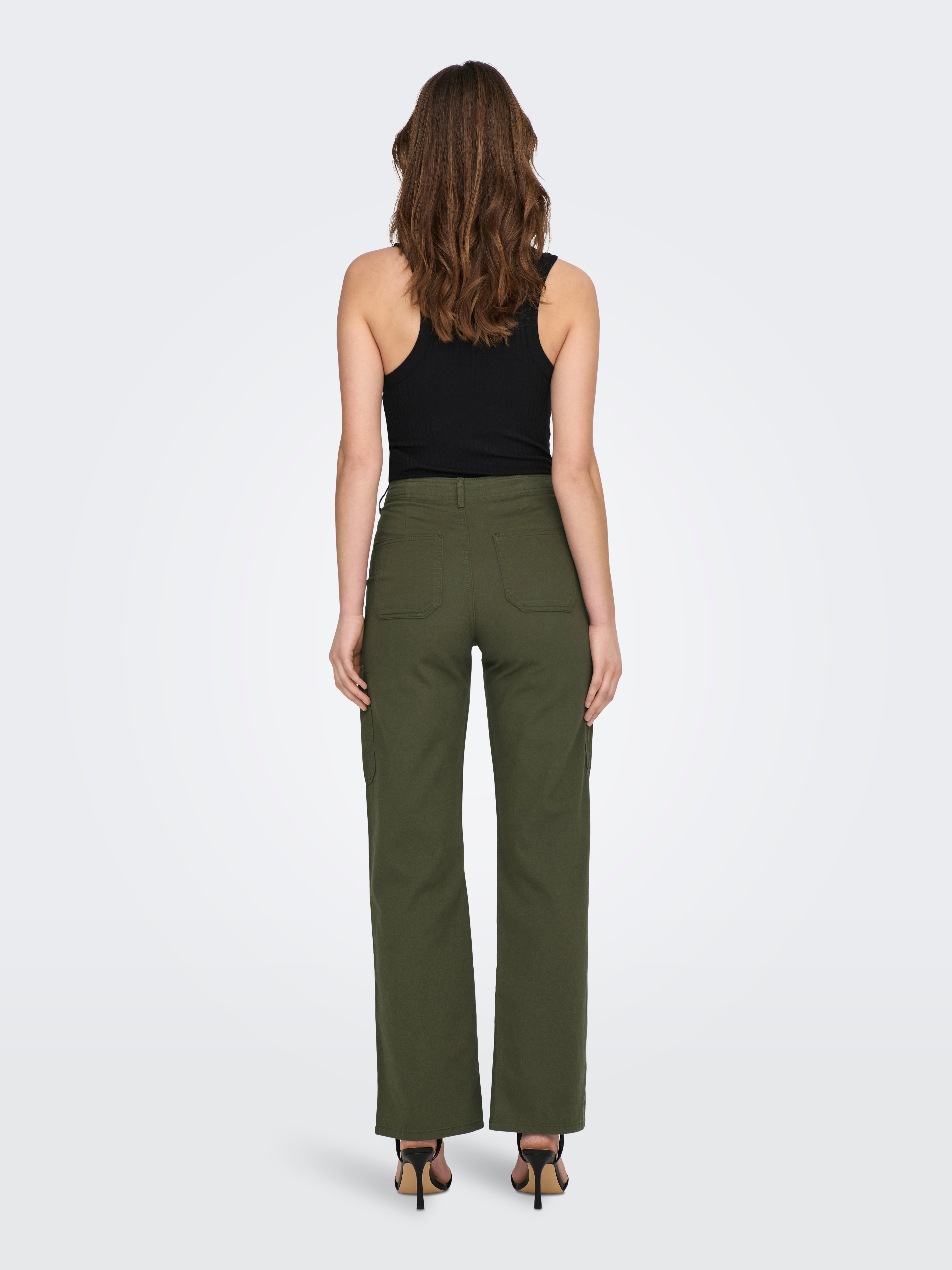 JDYABBY Hohe Taille Weiter Beinschnitt Cargo-Hose Kalamata