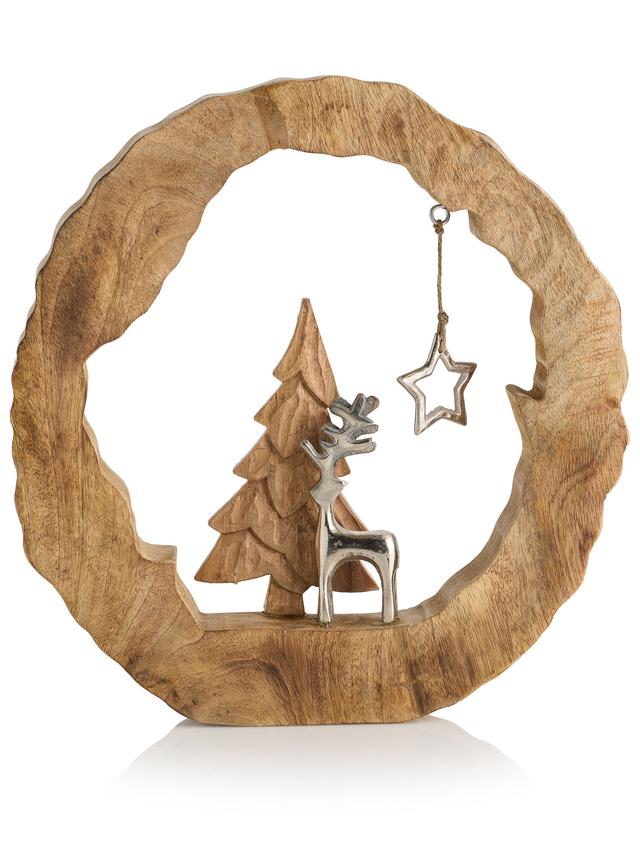 Mangoholz-Kranz mit Baum, Hirsch und Stern