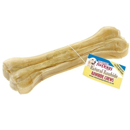 Osso de couro cru grande para cães, sabor natural.