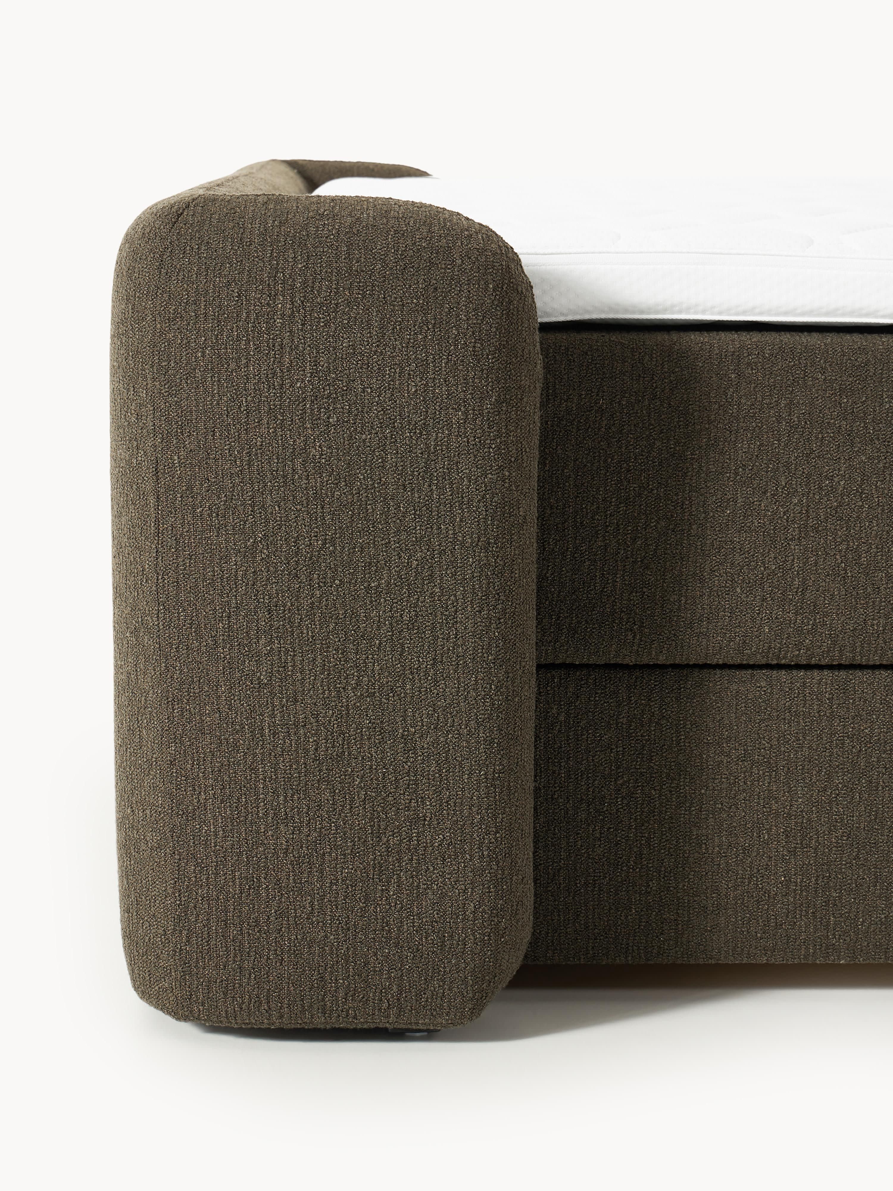 Bouclé boxspring bed Perla met opbergruimte