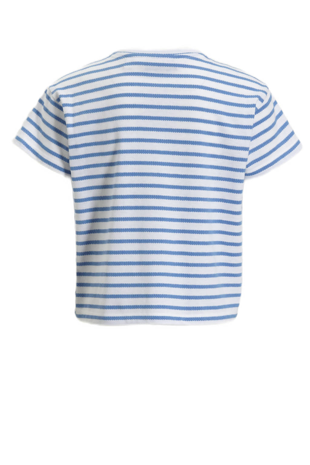 anytime T-shirt met knoopdetail wit/blauw