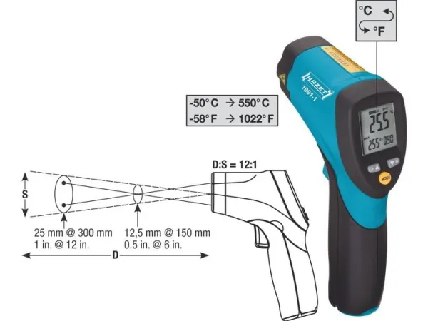 HAZET 1991-1, 281 g, Sort, °C, -50 - 550 °C, LCD