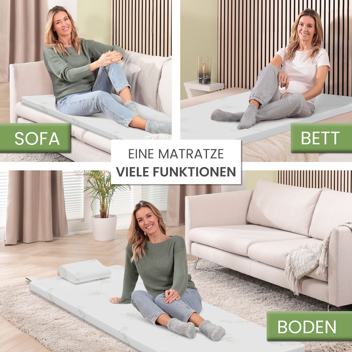 Bestschlaf Reise-Set Topper Matratzenauflage & Kissen »Aloe Vera«