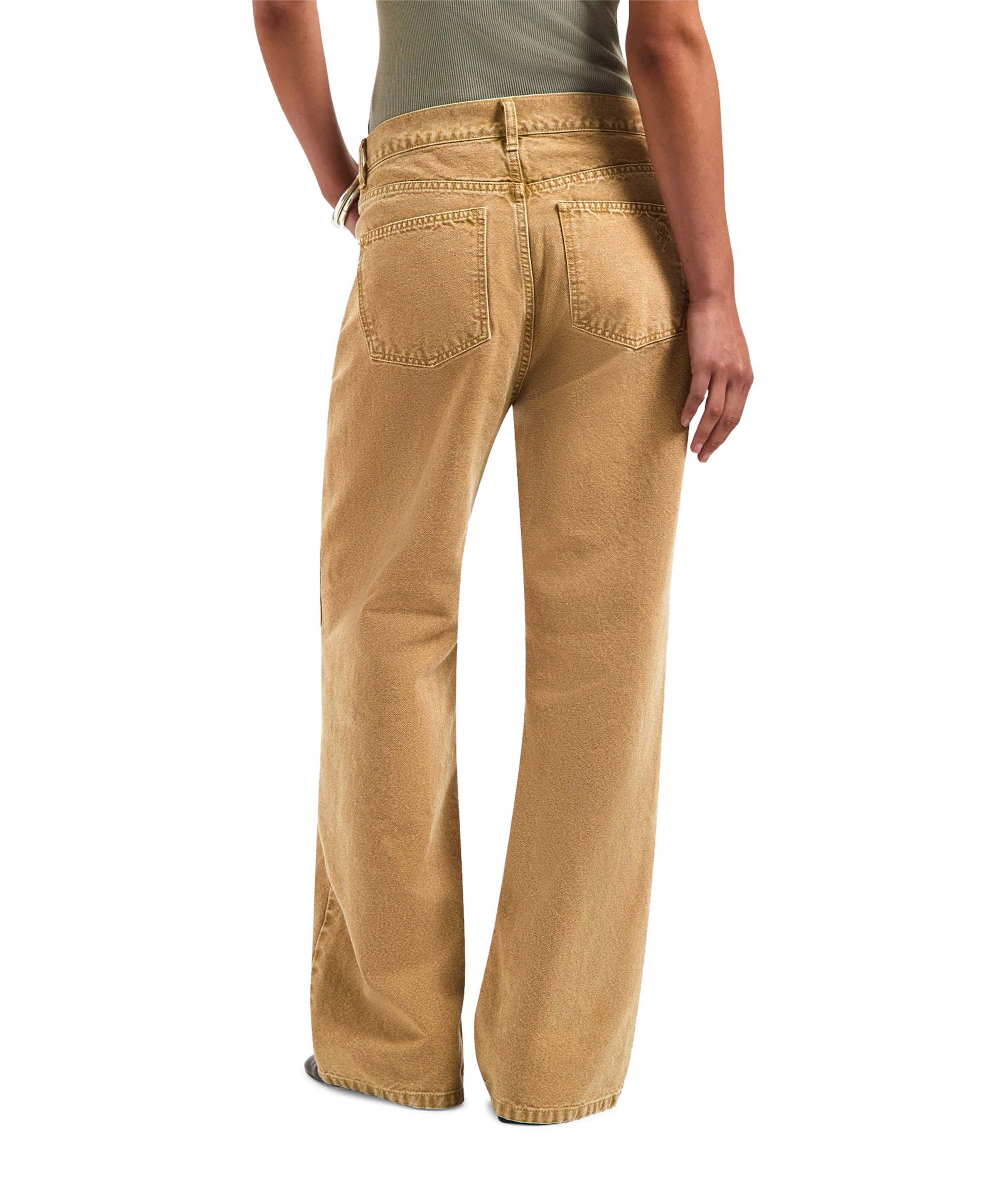 Olaf Monogram washed canvas dames broek beige
