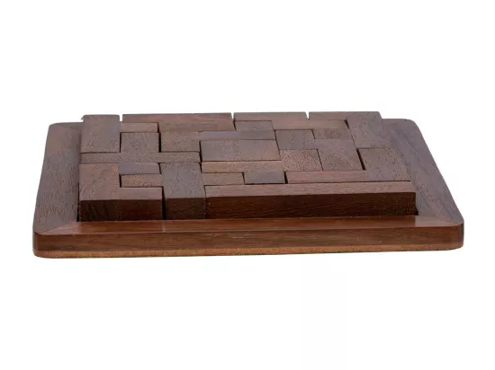 Jeu de casse-tête en zigzag en bois marron 16x16x03h