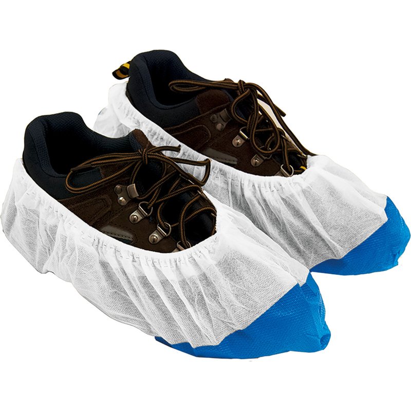 Surchaussures en PP/PE, blanc/bleu - Sachet de 50