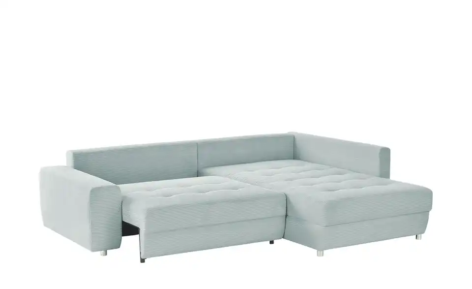 Ecksofa Arissa de Luxe Pastellblau rechts Cordstoff