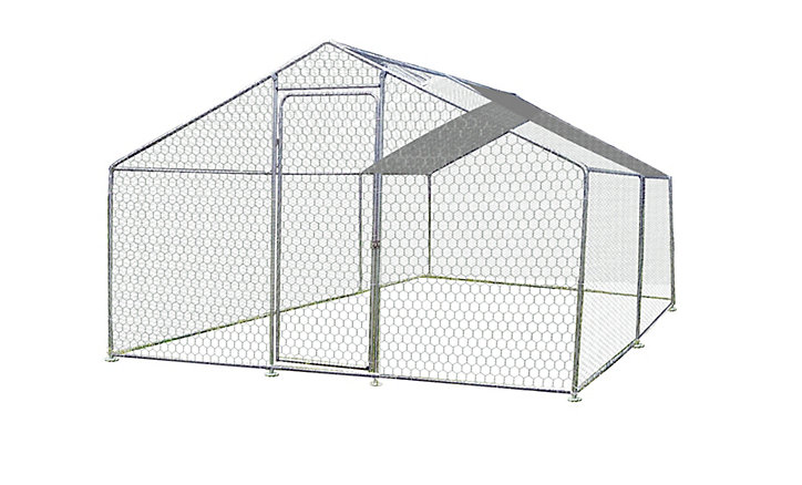 Enclos grillagé en acier pour poules 12m² + bâche de toit polyester Habrita