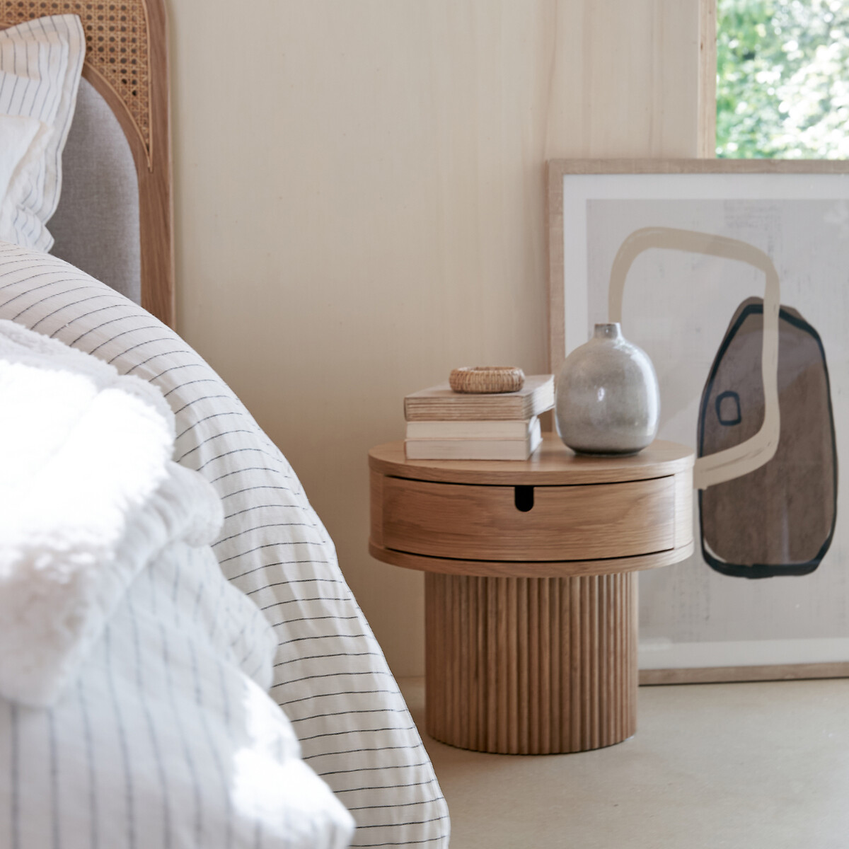 LA REDOUTE INTERIEURS<br>Mesa de cabeceira com 1 gaveta e pé canelado, Tamita
