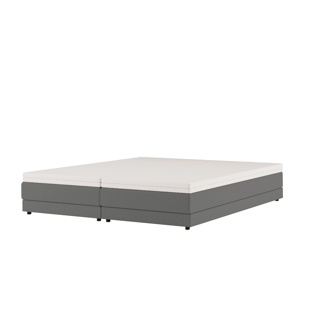Premium 10 regulerbar seng 210x210 cm Tekstil Storm 97 mørk grå, fast/fast, Premium 10 overmadrass med sorte ben, gavl selges separate.