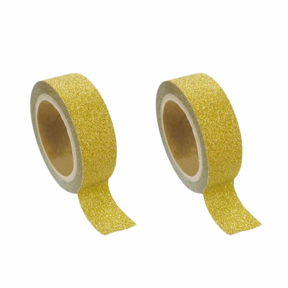 2 masking tapes à paillettes 1,5 cm x 5 m - doré