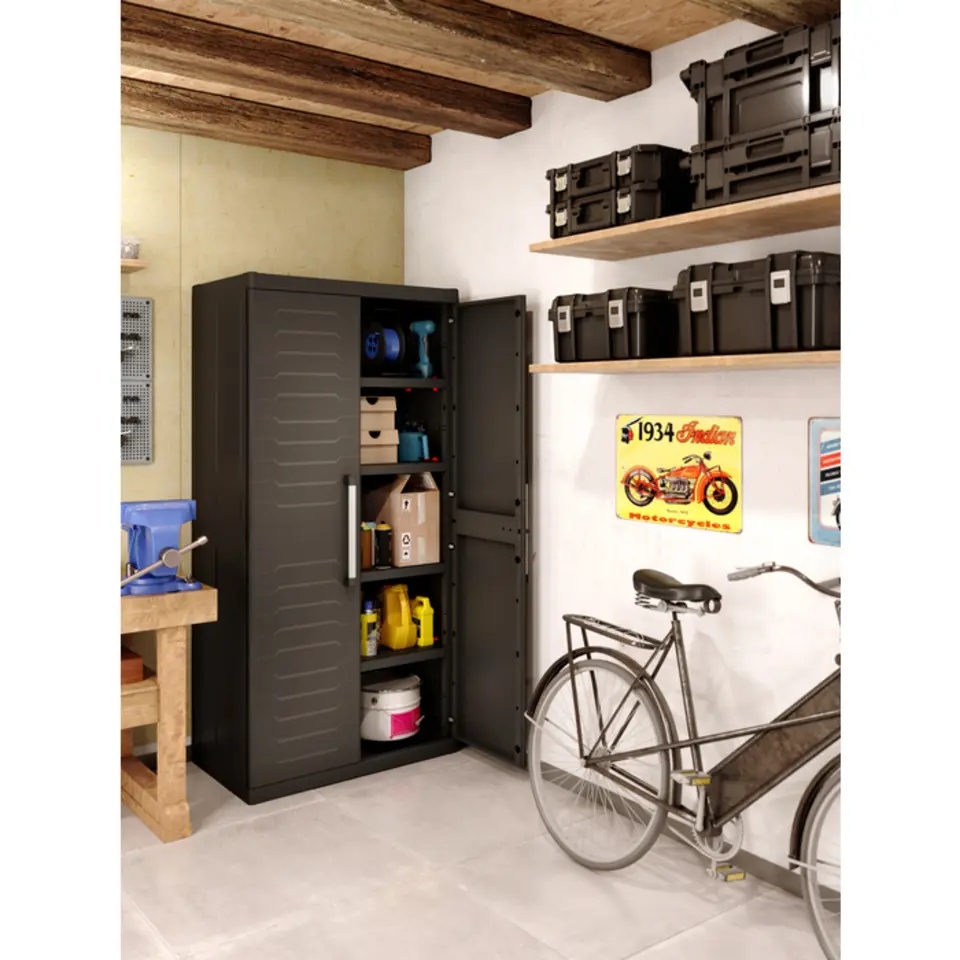 Keter Detroit XL Hoge Kast - 4 planken - 89x54x182cm - Zwart