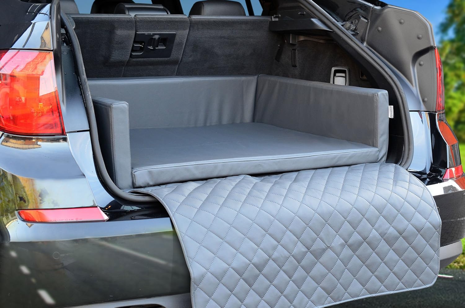 Autoschondecke - Kofferraum Schutzdecke - Auto - Hundebett in Grau Kunstleder mypado®
