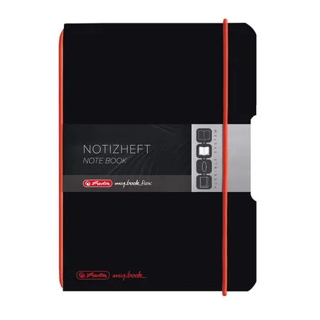 Herlitz Notizheft PP A6 Flex schwarz kariert 40 Blatt