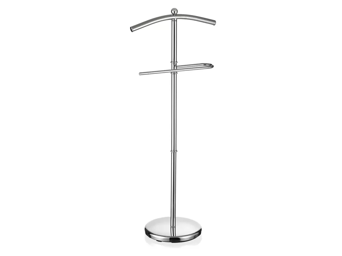Valet de chambre JÖRG valet de nuit support pour vestes porte vêtements en métal chromé