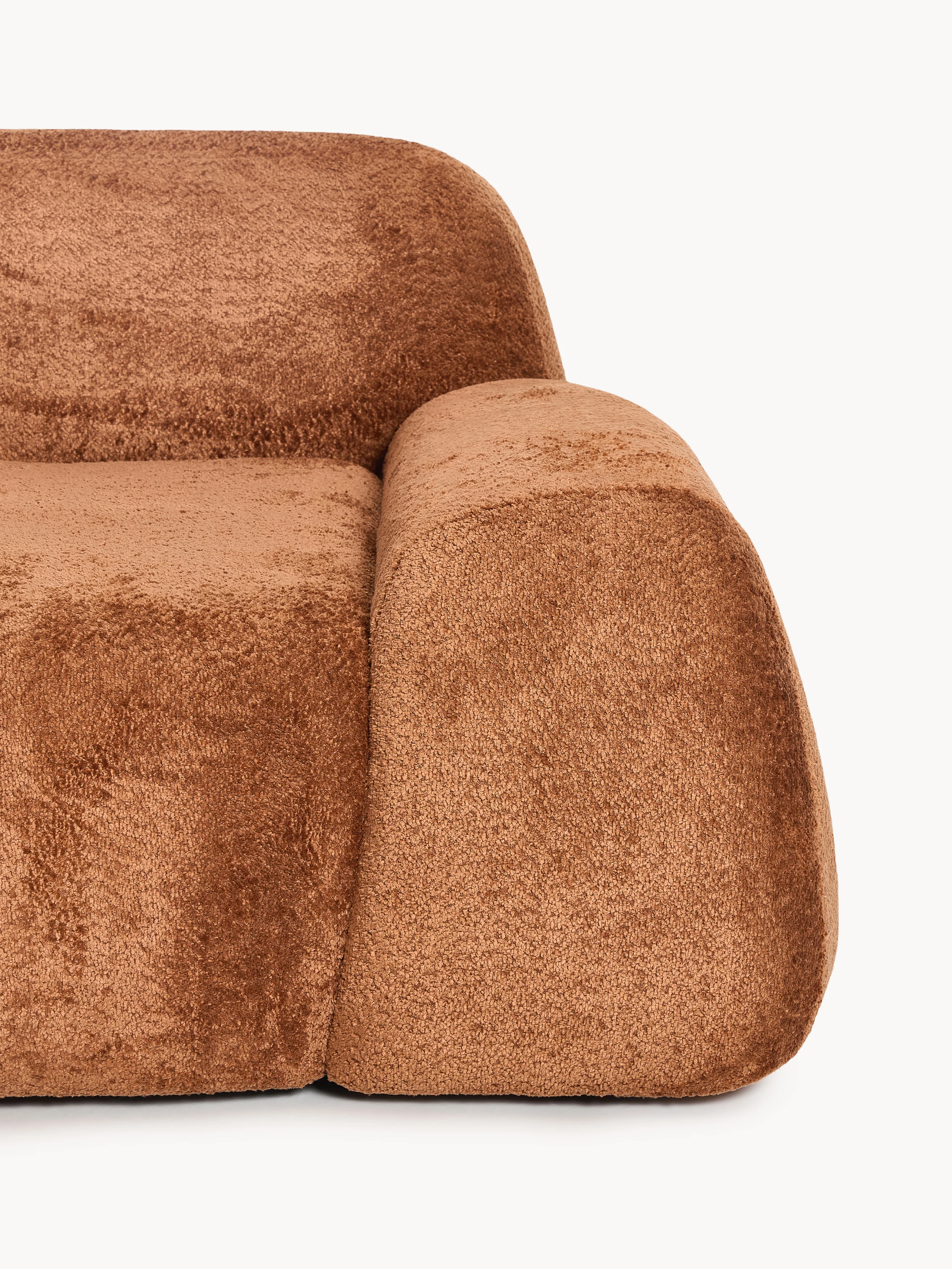 XL modulaire teddy bouclé hoekbank Wolke (4-zits) met chaise longue