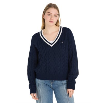 Pull femme V-Neck Cable Sweater TOMMY HILFIGER