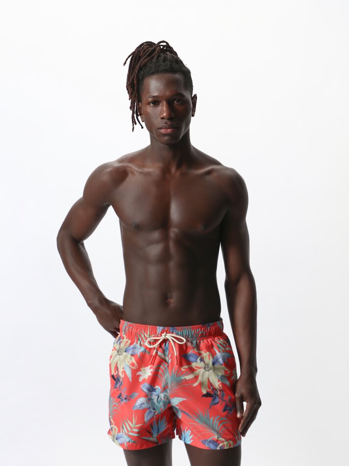 Maiô com estampa floral - Vermelho