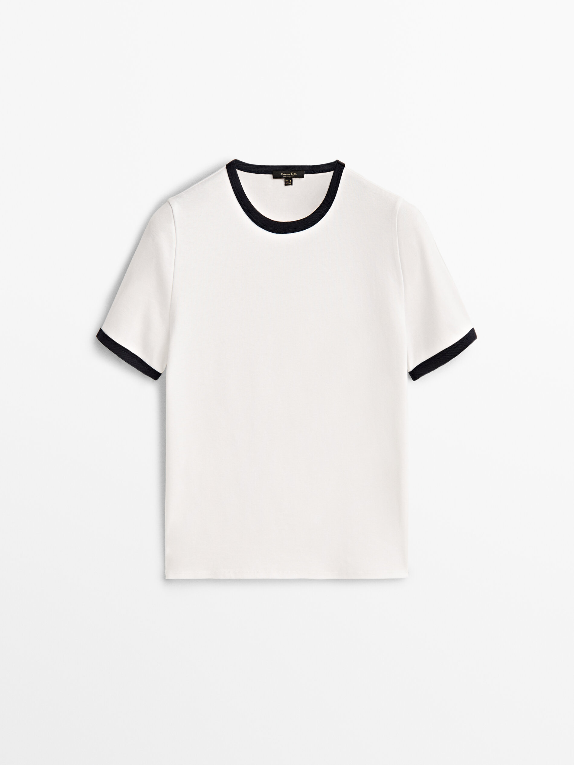 Camiseta de manga curta contrastante - BRANCA