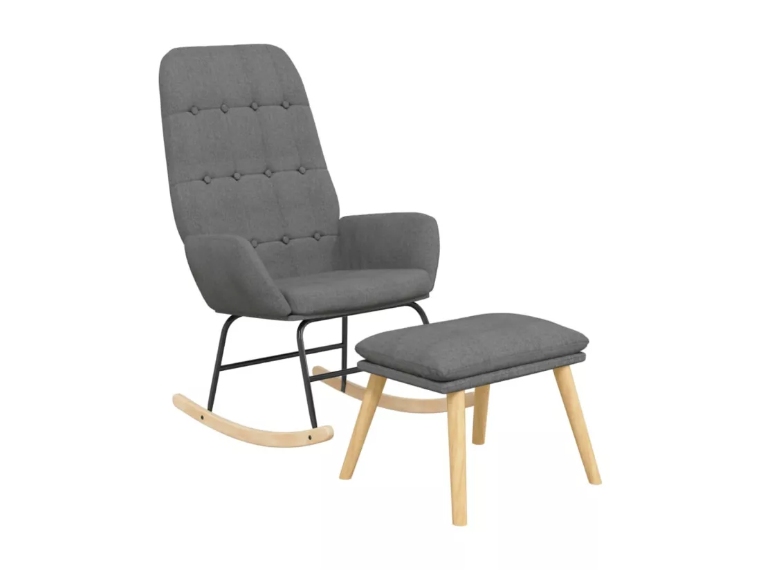 Chaise à bascule avec repose-pied Gris clair Tissu