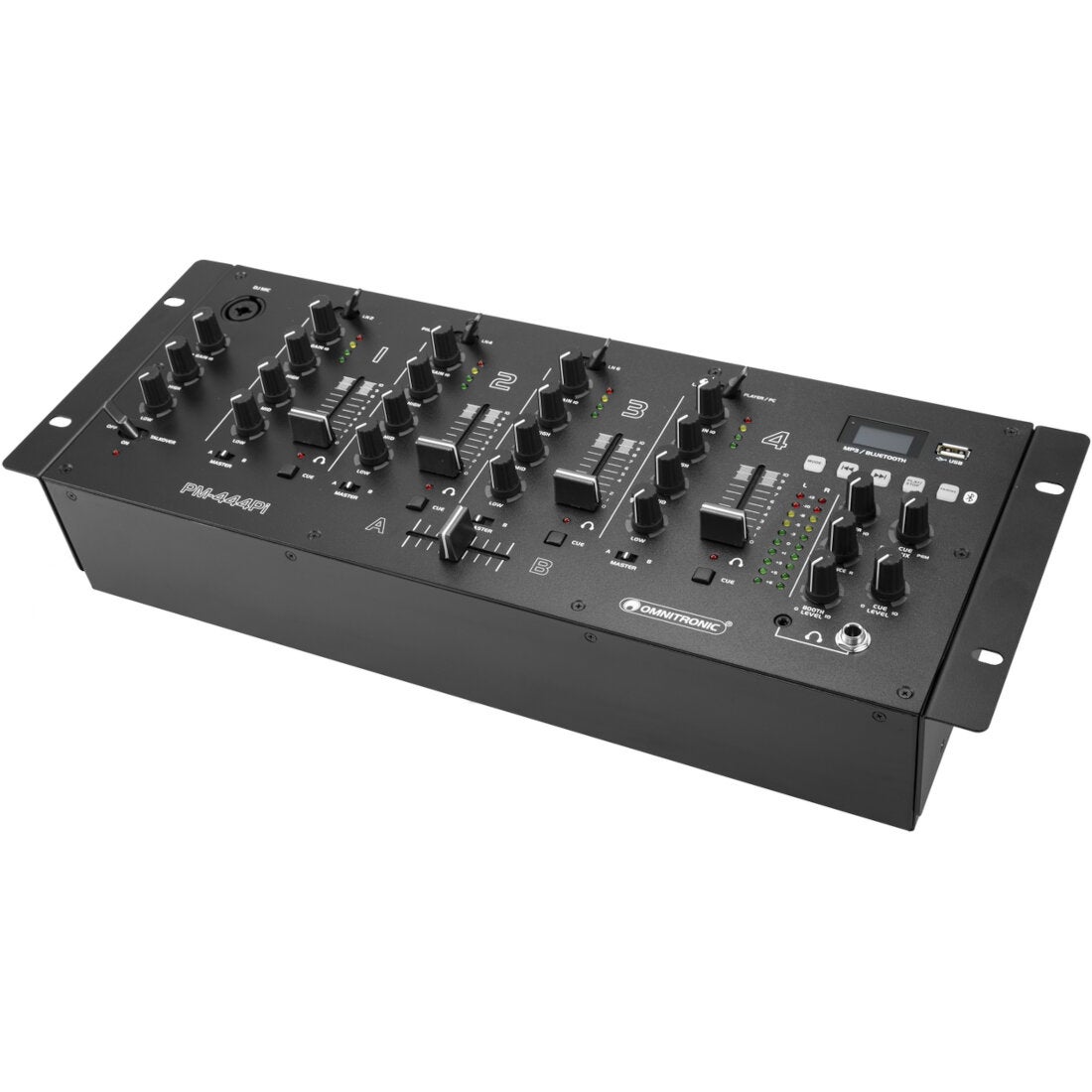 Omnitronic PM-444Pi 4-kanaals DJ-mixer met mediaspeler en USB-interface