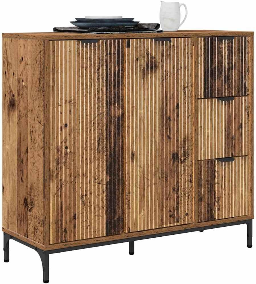 vidaXL Sideboard Altholz 89,5 x 33 x 82 cm Holzwerkstoff, Moderner Sideboard, viel Stauraum, rechteckiges Buffet, freistehender Organizer, verstellbare Fächer