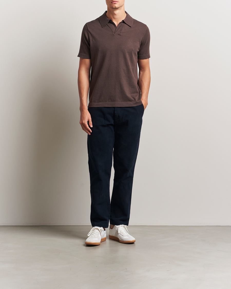 NN07 Ryan Cotton/Linen Polo Coffee