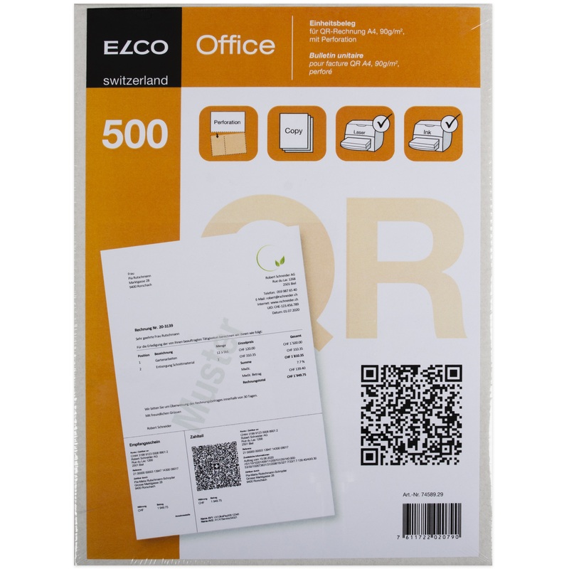 Elco Einzahlungsscheine, QR Code, 500 Blatt