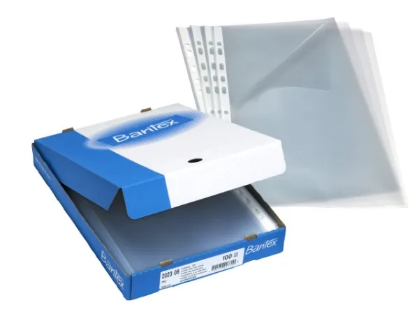 Plastlommer Bantex A4 åben i top/venstre side 0,09 mm transparent - (100 stk.)