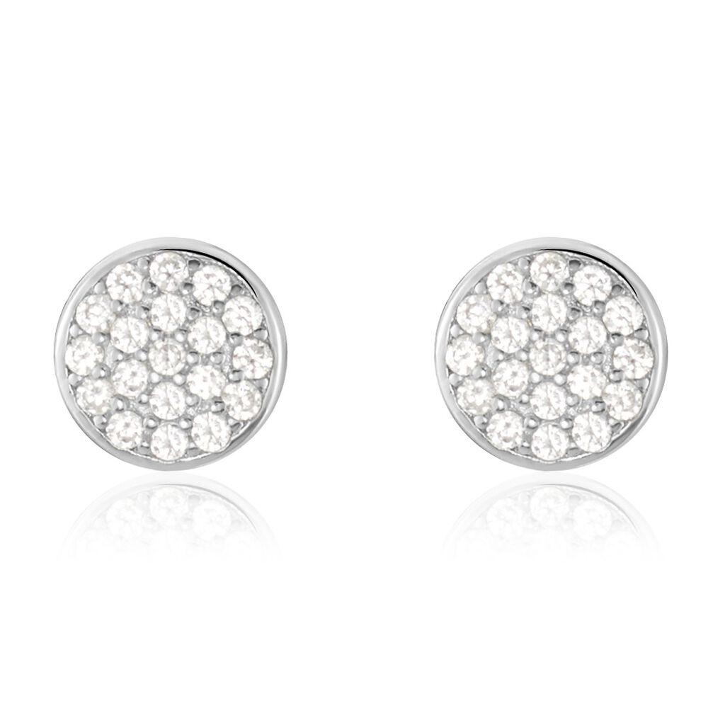 Boucles D'oreilles Puces Argent Blanc Victorin Oxydes De Zirconium