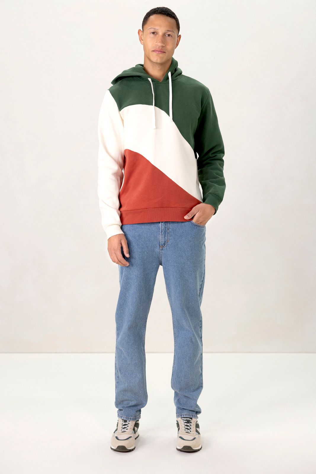 Groene colourblock hoodie