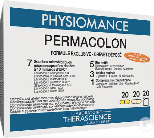 Physiomance Permacolon 20 Sachets + 20 Capsules Jaunes + 20 Capsules Brun Clair
