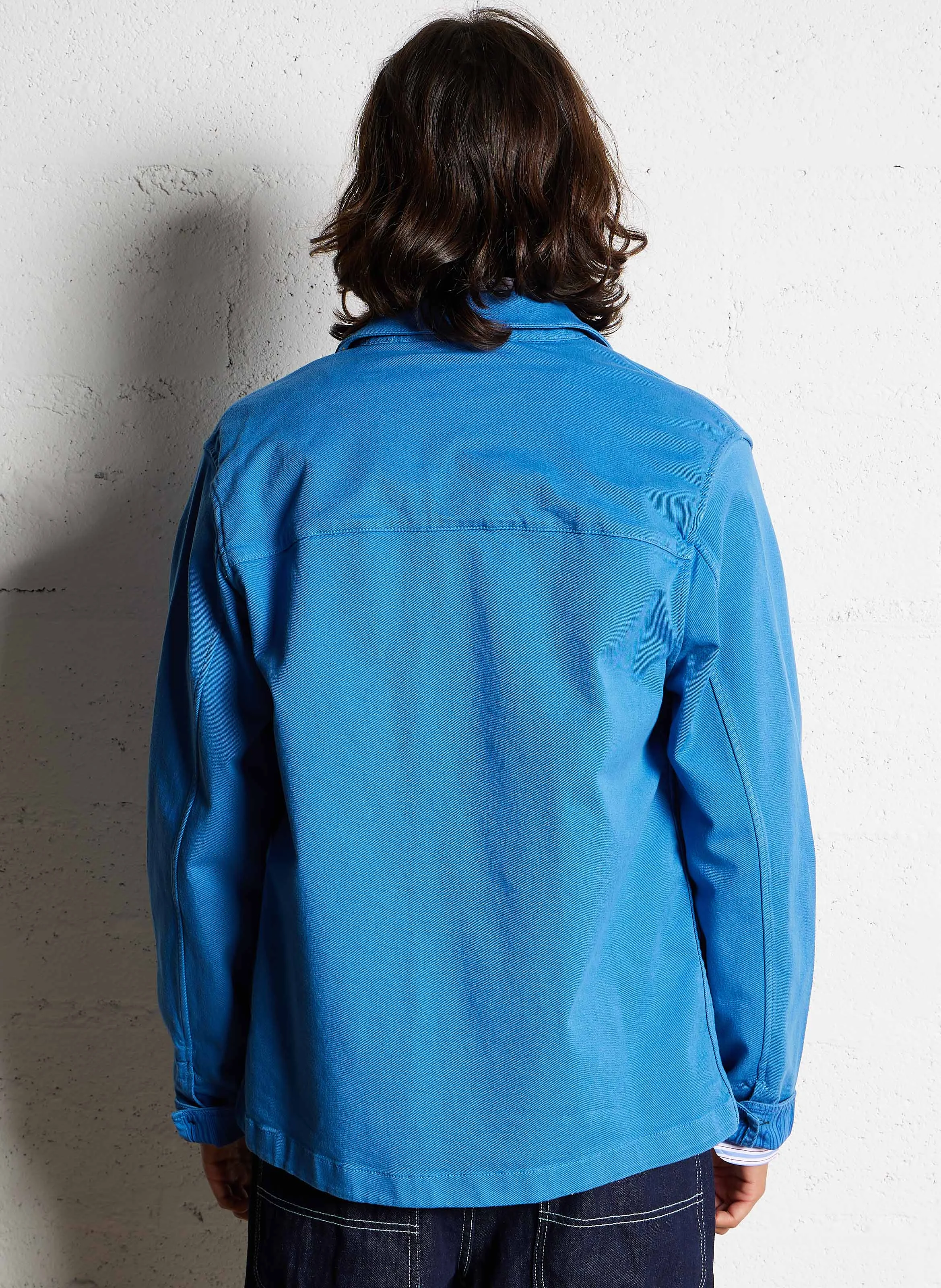 Veste droite multipoches en coton bio | Bleu