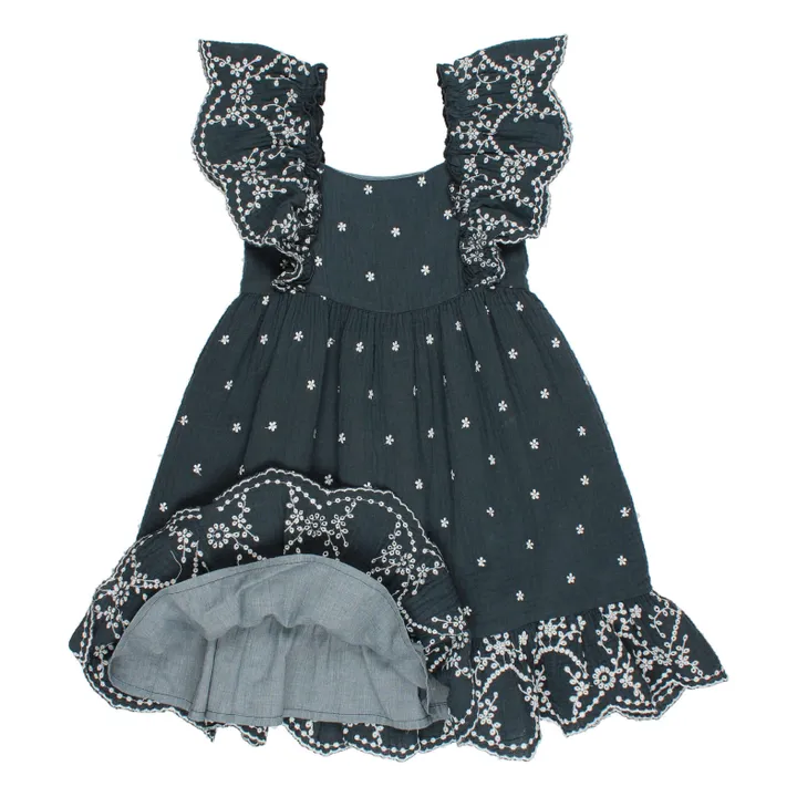 Búho Robe Brodée Mousseline | Bleu nuit