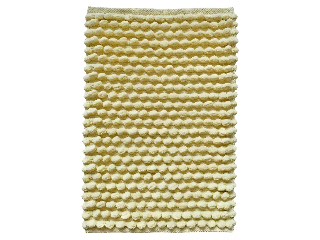 Tapis de salle de bain 40 x 60 cm pompon jaune clair - MARIE
