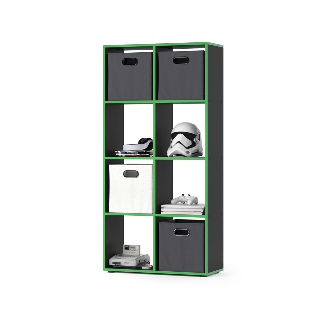 Vicco Raumteiler Standregal Bücherregal 8 Fächer Scutum Schwarz Grün Hochregal
