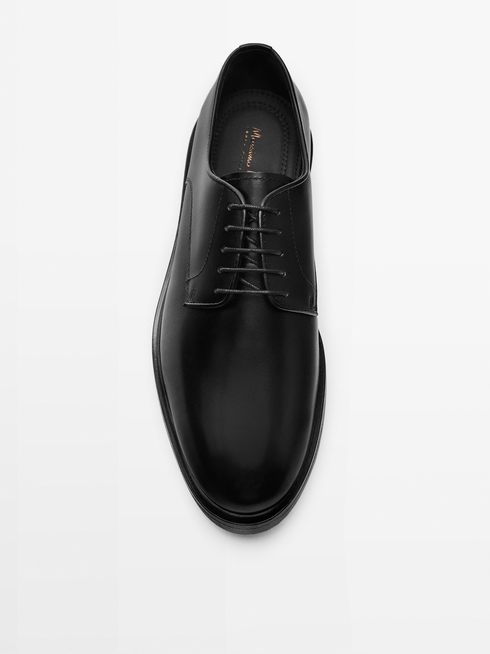 Sapato derby de couro preto - PRETO