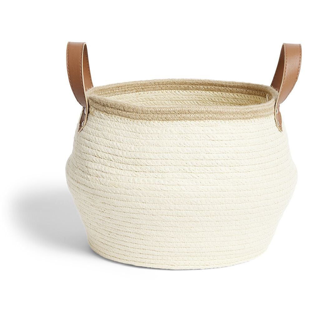 Panière grand modèle avec poignées jute beige Ø26xH25cm