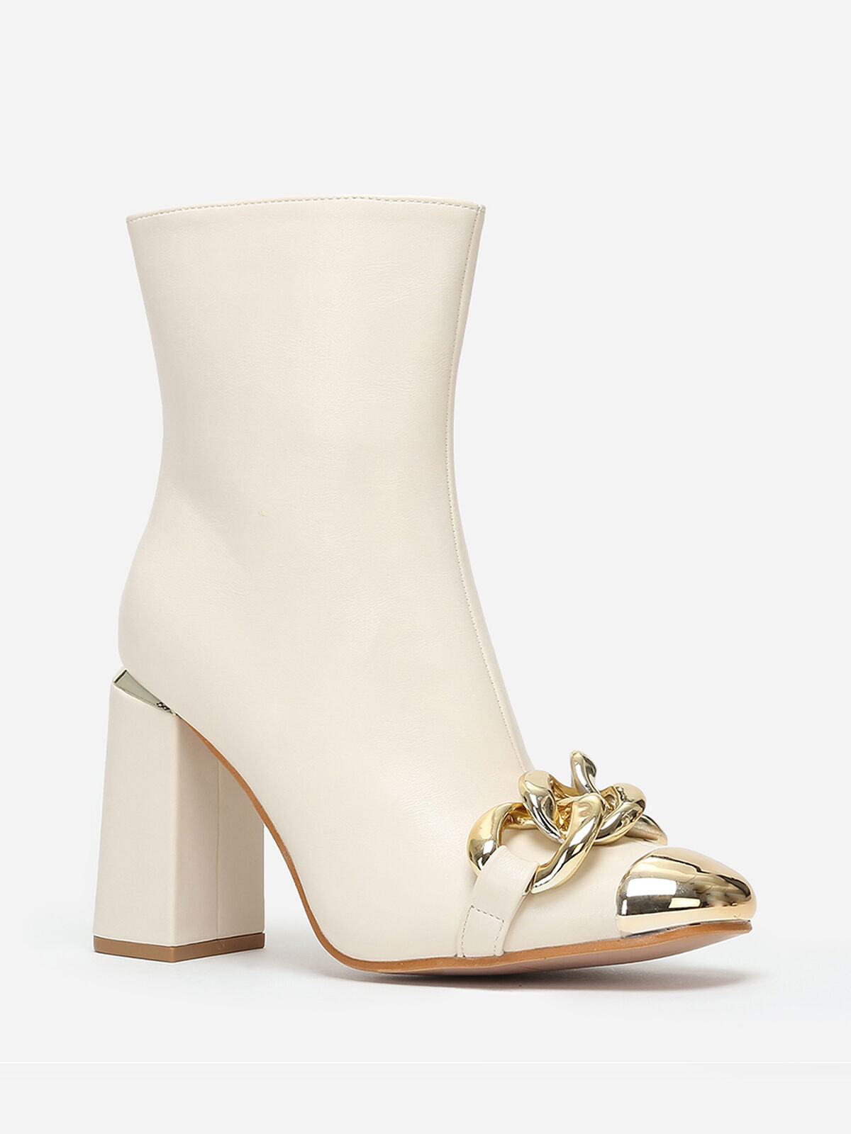 Bottines à bout et maillons- Beige