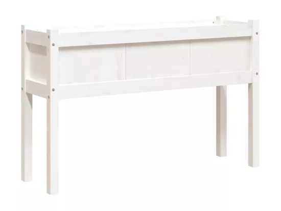 Jardinières avec pieds blanc 110x31x70 cm bois de pin massif