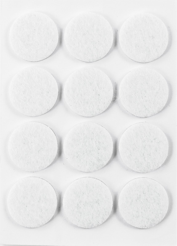(12er Set) Ø22mm Home Stuhlbein Filzgleiter Boden Schoner (15002) - Weiss