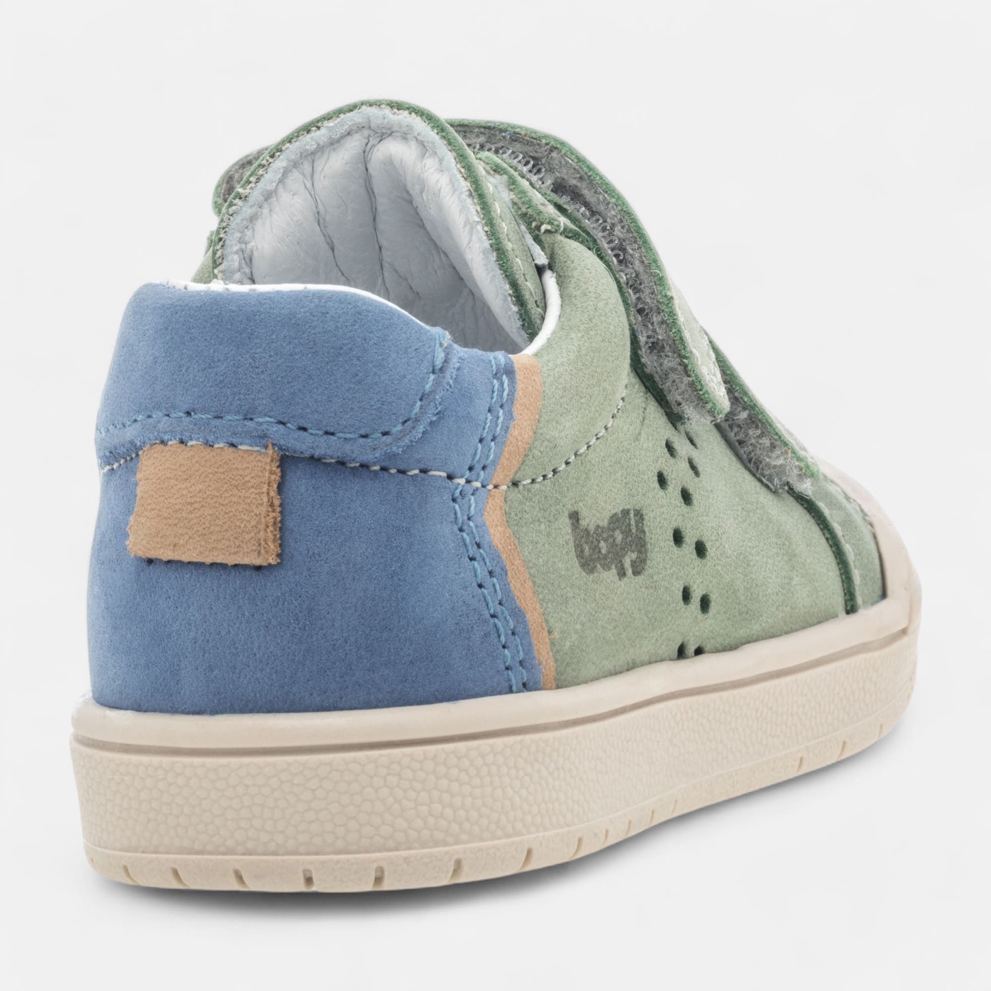 Baskets basses Bébé garçon en cuir vert clair