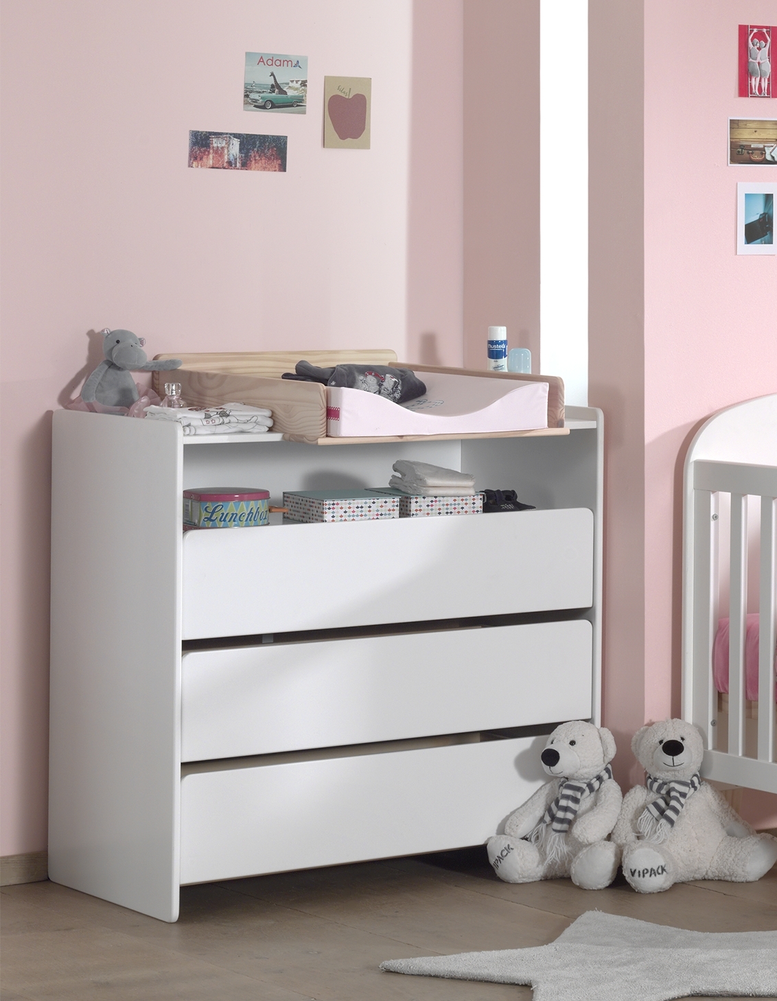 Kommode KIDDY - weiß - mit Wickelaufsatz - 90 cm